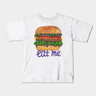 Watercolor delicious hamburger Kids T-Shirt